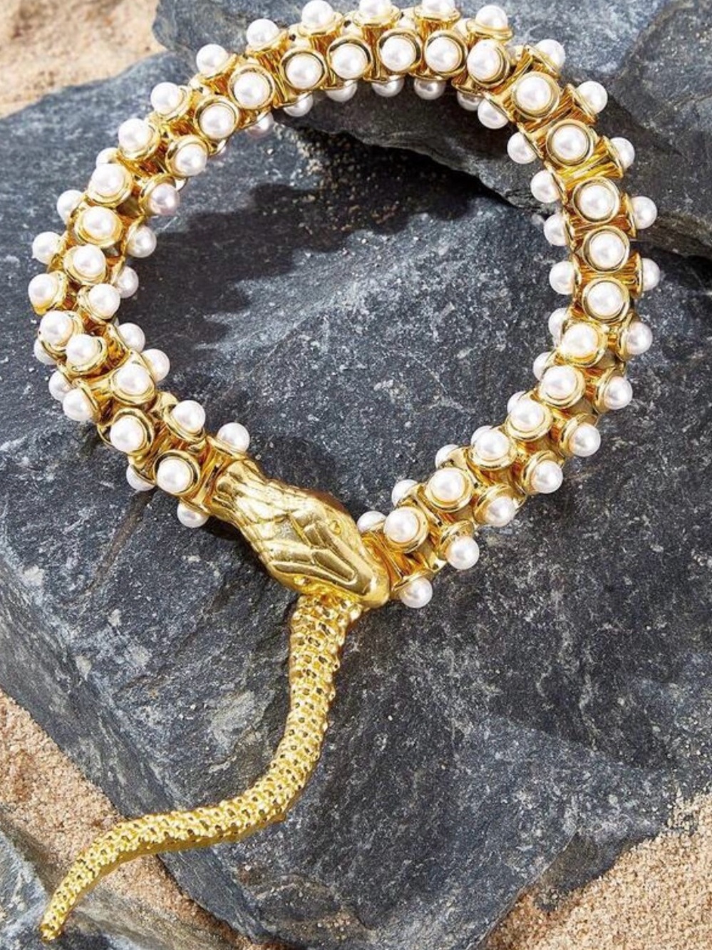 Gold Pearl Snake Bracelet - Women Jewelry